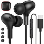 USB C Headphones for iPhone 18 Pro Max 17 16 15/Galaxy S26 FE Wired Earbuds - Black