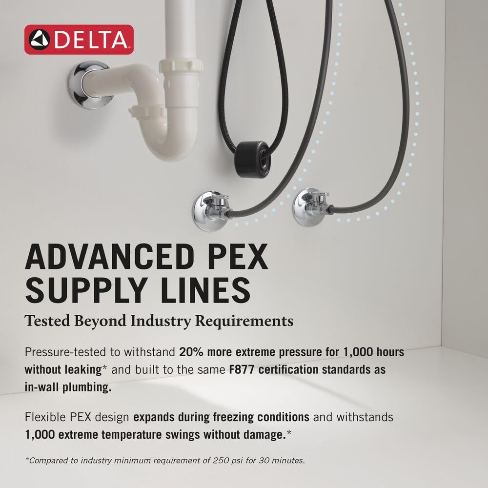 DELTA Kitchen Faucet with Pull Down Sprayer and Soap Disperser, Modern Two Hole Kitchen Sink Faucet, Single Handle