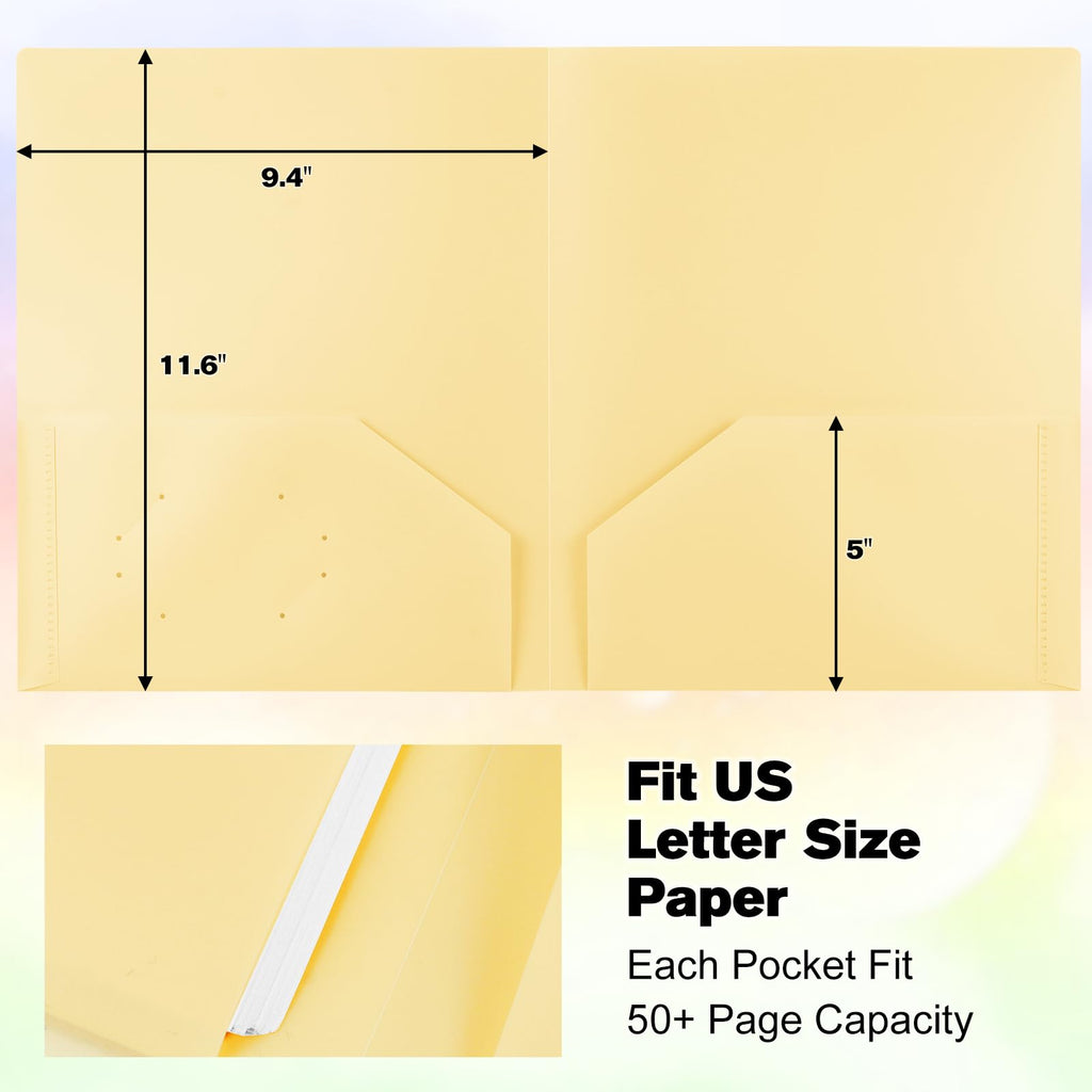 EEHZTSI Plastic Folders with Pockets - Light Yellow / 6-Pack view 4