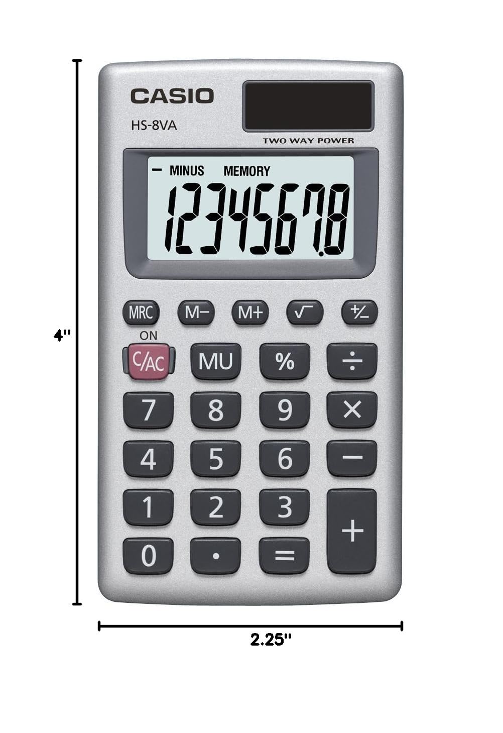 Casio HS-8VA Mini 6-Function Calculator