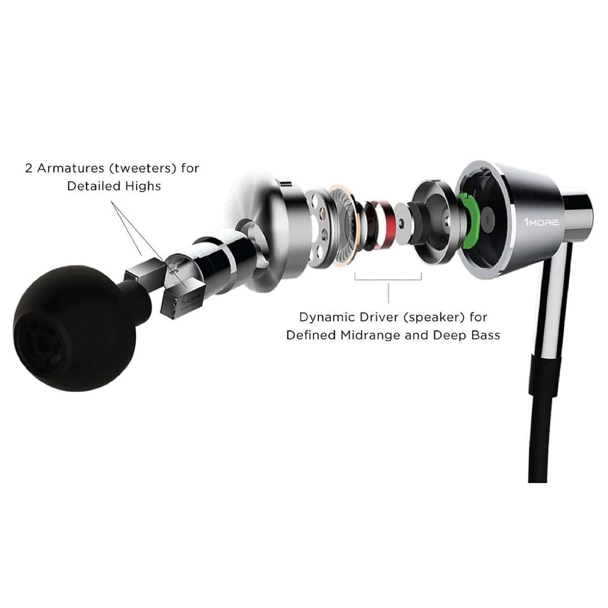 1MORE Triple Driver in-Ear Earphones Hi-Res Headphones with High Resolution, Bass Driven Sound, MEMS Mic, in-Line