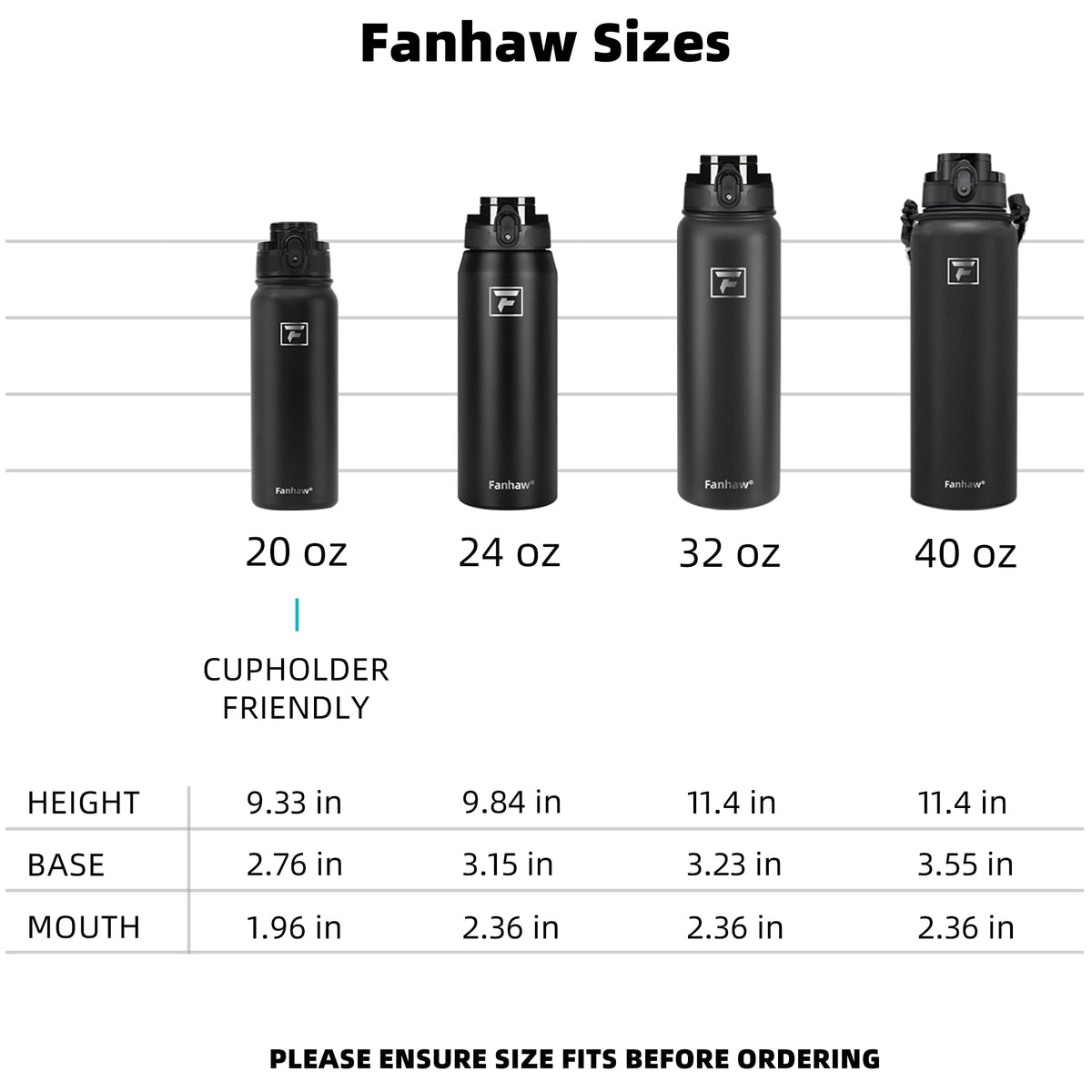 Fanhaw Stainless Steel Water Bottle with Chug Lid - view 12
