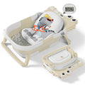 Tavlshero Collapsible Baby Bathtub for Newborn, Foldable Baby Bath Tub with Thermometer & Soft Floating Cushion & Drain
