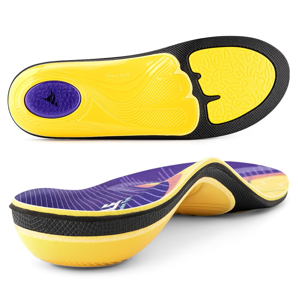 VALSOLE Plantar Fasciitis Insoles for Men Women - 220+lbs Heavy Duty Support Pain Relief Orthotics - High Arch Insoles (Pack of 2)