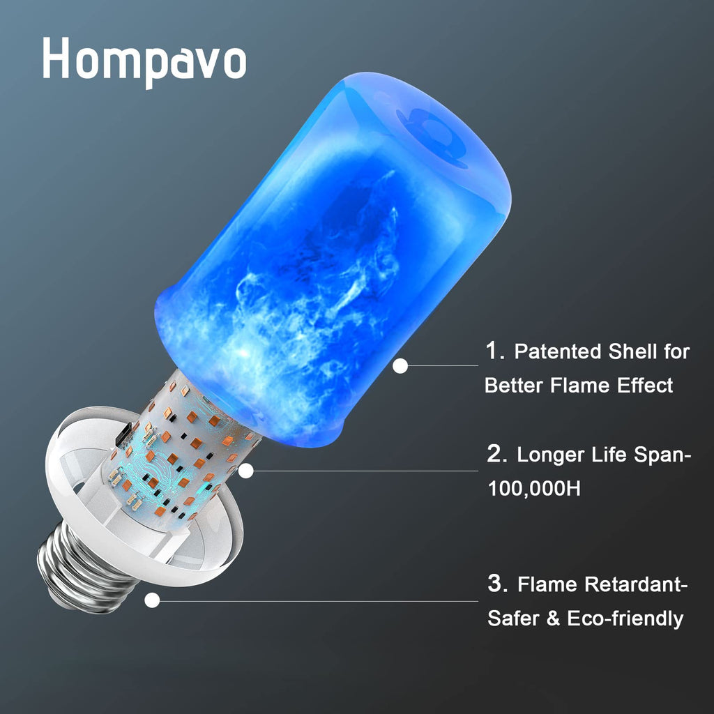 Hompavo 【Upgraded Flame Light Bulbs for Home Decor with Upside Down Effect (HPFLAB-US-FT) (Pack of 2)