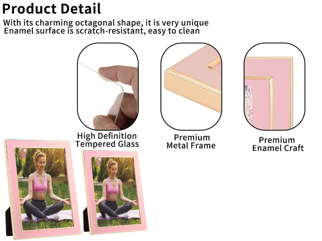YiPinYin Enamel Picture Frames - Pink / 4x4 Mat 3x3 Inch 2PK view 5