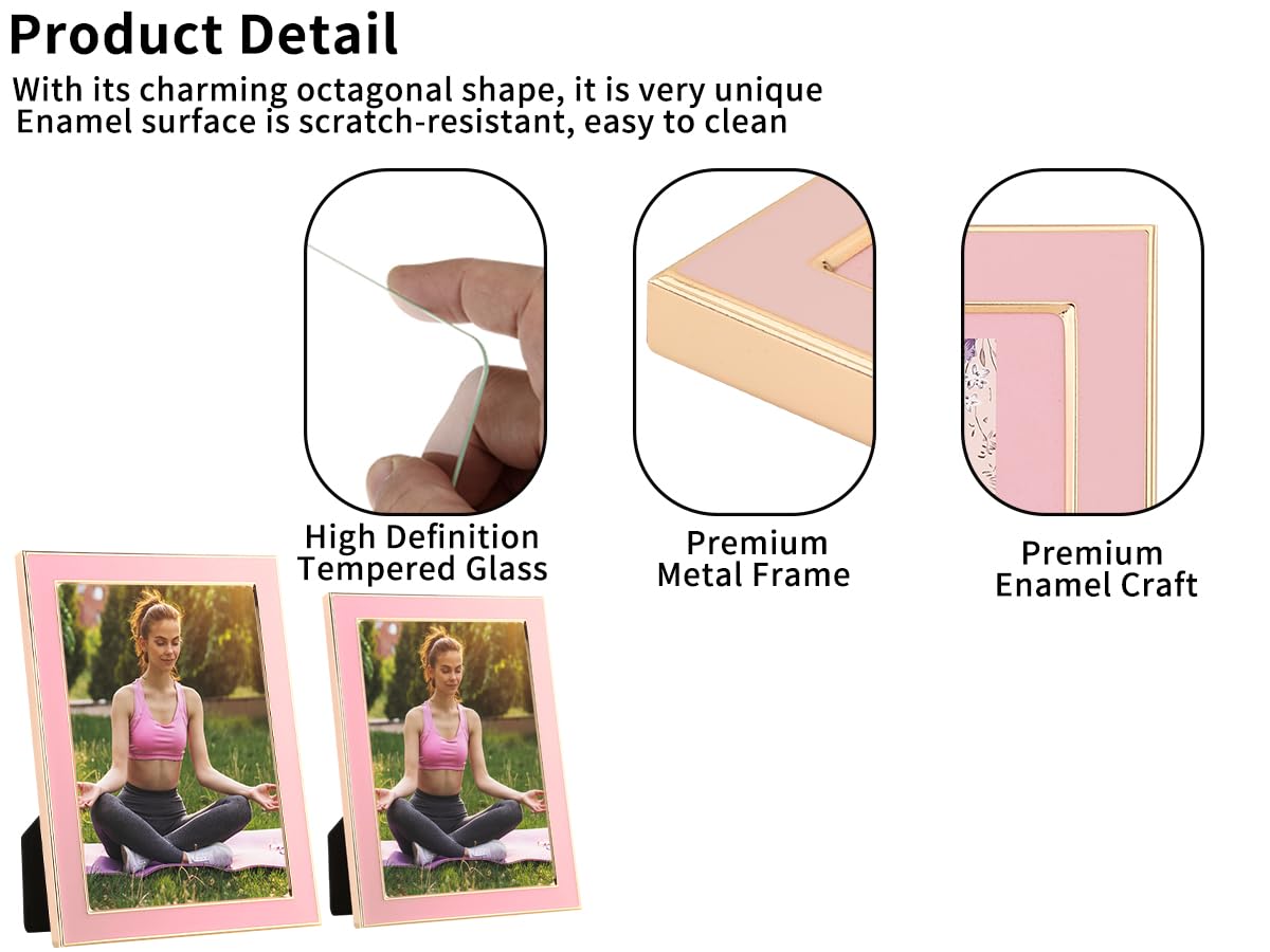 YiPinYin Enamel Picture Frames - Pink / 4x4 Mat 3x3 Inch 2PK view 5
