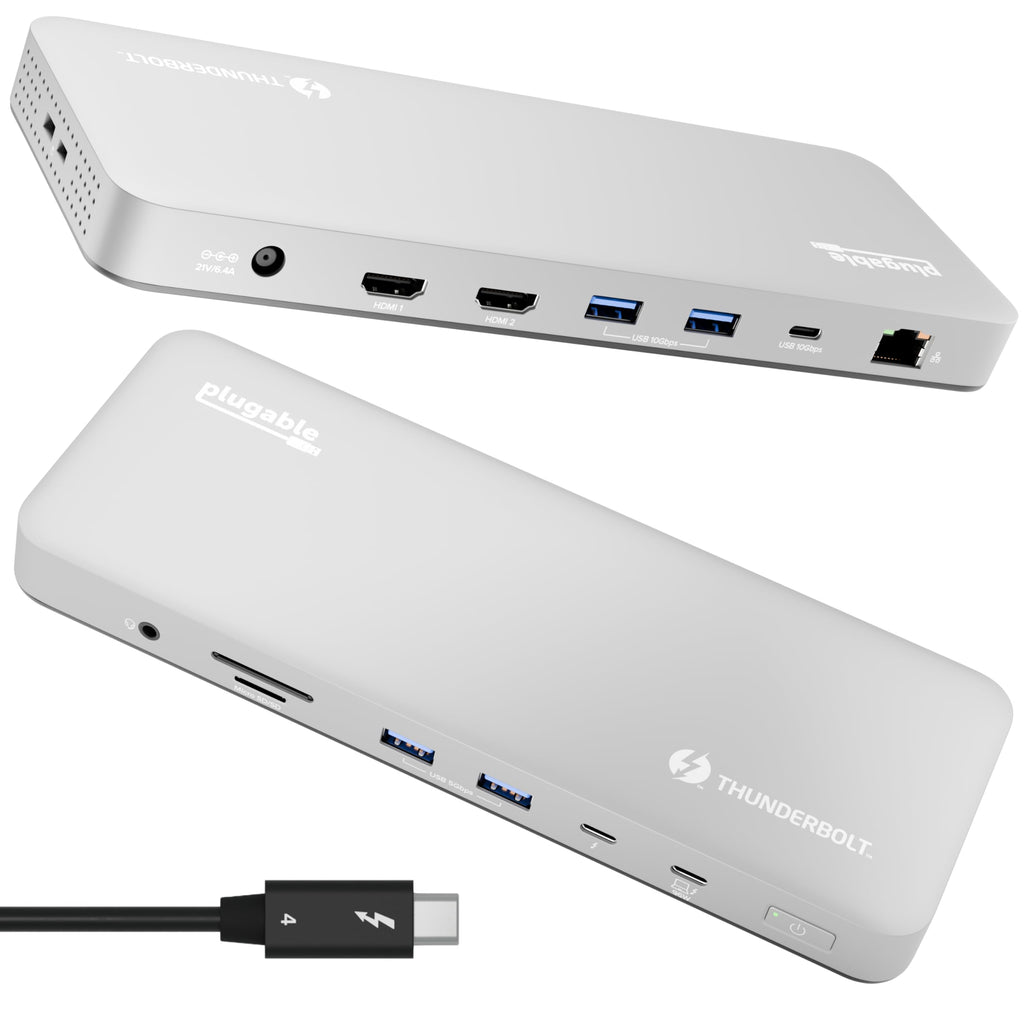 Plugable Thunderbolt 4 Dock for M4/M5 MacBook Air & Pro, 100W Charging