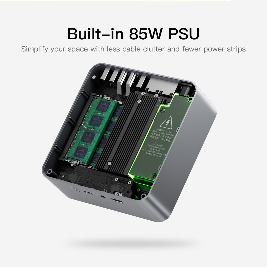 Beelink EQR5 Mini PC, AMD Ryzen 3 7330U 16G DDR4 480G NVMe M.2 SSD W11 PRO (additional view 3)