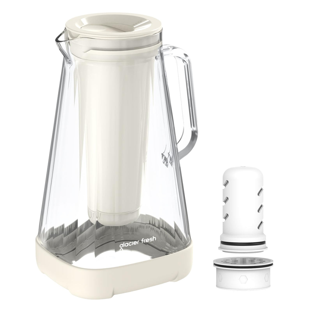 GLACIER FRESH 10 - Cup Purela Glass Water Pitcher With 2 Filters, White