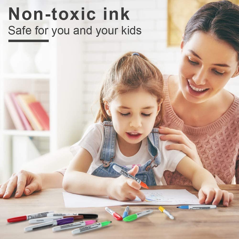 Volcanics Dry Erase Markers, Fine Tip, Low Odor, 10 Colors, – 125 Pack (OP020125PK)