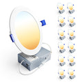 Ensenior 12 Pack 6 Inch LED Recessed Ceiling Light, 5CCT, 1200LM 12W 120V (Vecot)