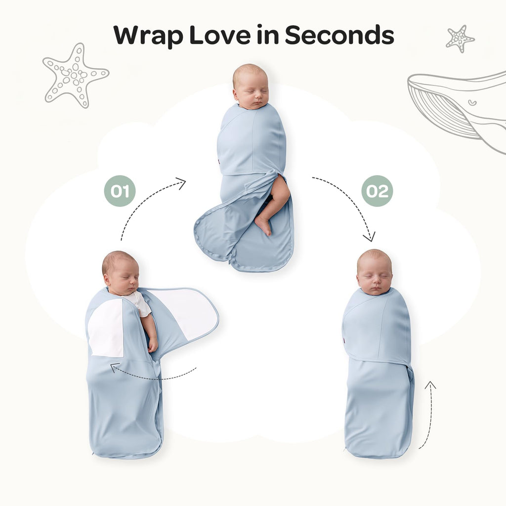 Momcozy Swaddles for Newborns, Quiet Fastener Swaddle for Infant 0-3 Months (Pack of 2)