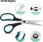 iBayam 8.5" All Purpose Sharp Black Scissors, Comfort-Grip Handles, 24-Pack