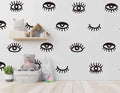 YUHASIDE Eye Pattern Wall Sticker Eyelash Decal for Girls Bedroom Home Decor - Black