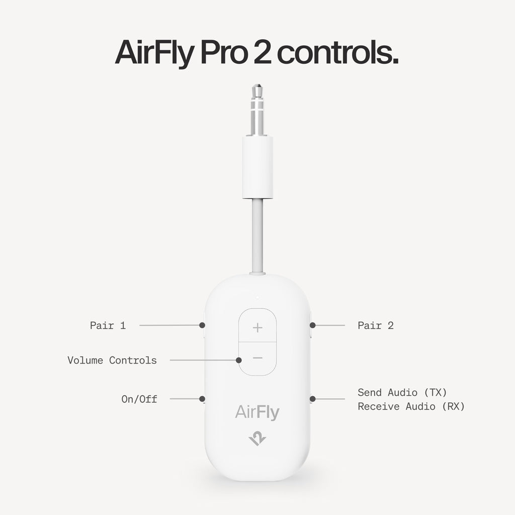 Twelve South AirFly Pro 2, Bluetooth Adapter, Pair 2 AirPods - White view 6