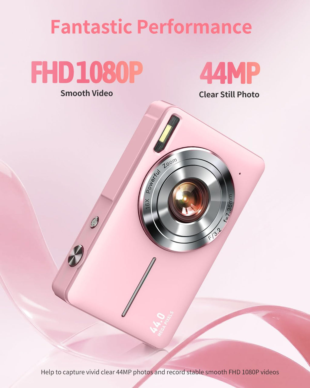 Lecran Digital Camera, FHD 1080P Point and Shoot Camera for Kids Teens – Pink (DC403)