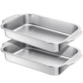 Funnymoom 2 Pcs Stainless Steel Cake Pan with Handle - 13" X 9" X 2.17"