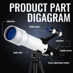 NEYLANG Telescope, 70mm Aperture Portable Refractor Telescope for Astronomy Beginners - White / 70x400MM view 4