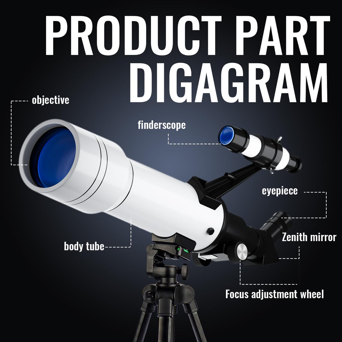 NEYLANG Telescope, 70mm Aperture Portable Refractor Telescope for Astronomy Beginners - White / 70x400MM view 4