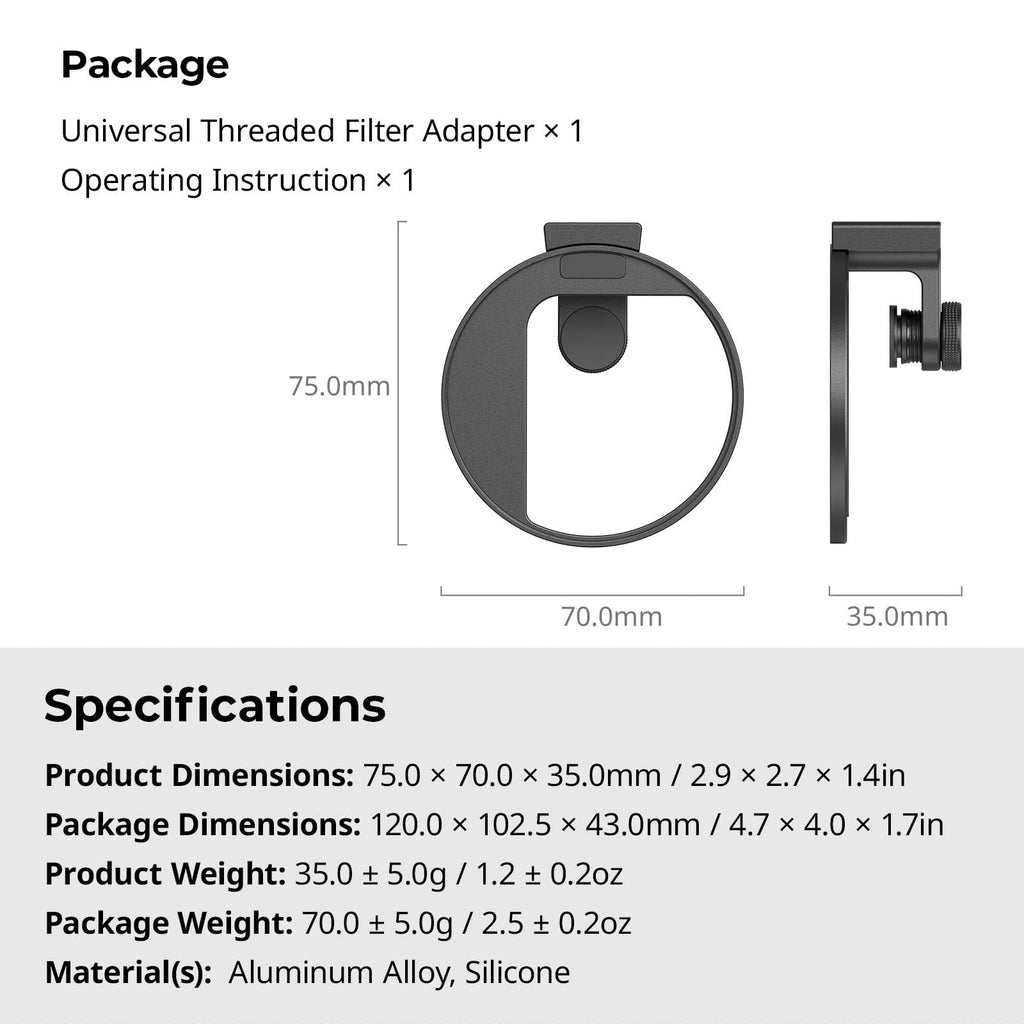 SmallRig Universal 67mm Threaded Filter Adapter for Phone Photography, Compatible with (additional view 6)