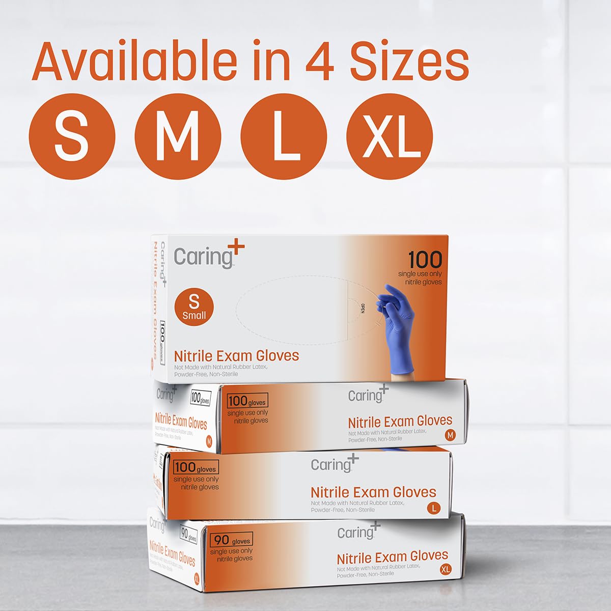 Caring Nitrile Exam Gloves (100ct), Powder Free and Not Made with Natural Rubber Latex (additional view 3)