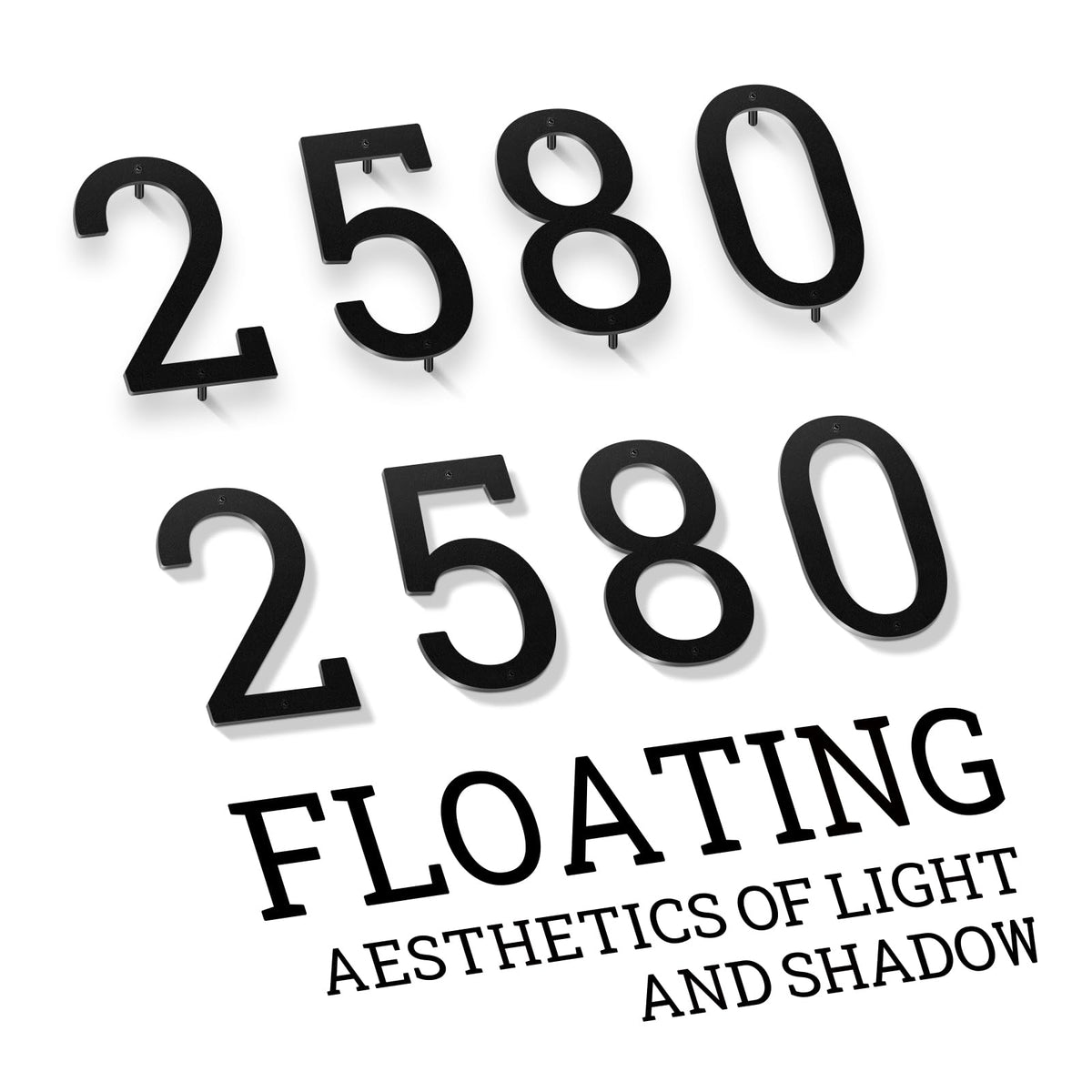 Ya_chtttwo 2" Stainless Steel Floating House letters, Metal Letters, House Address Letter for Outside, Modern Black