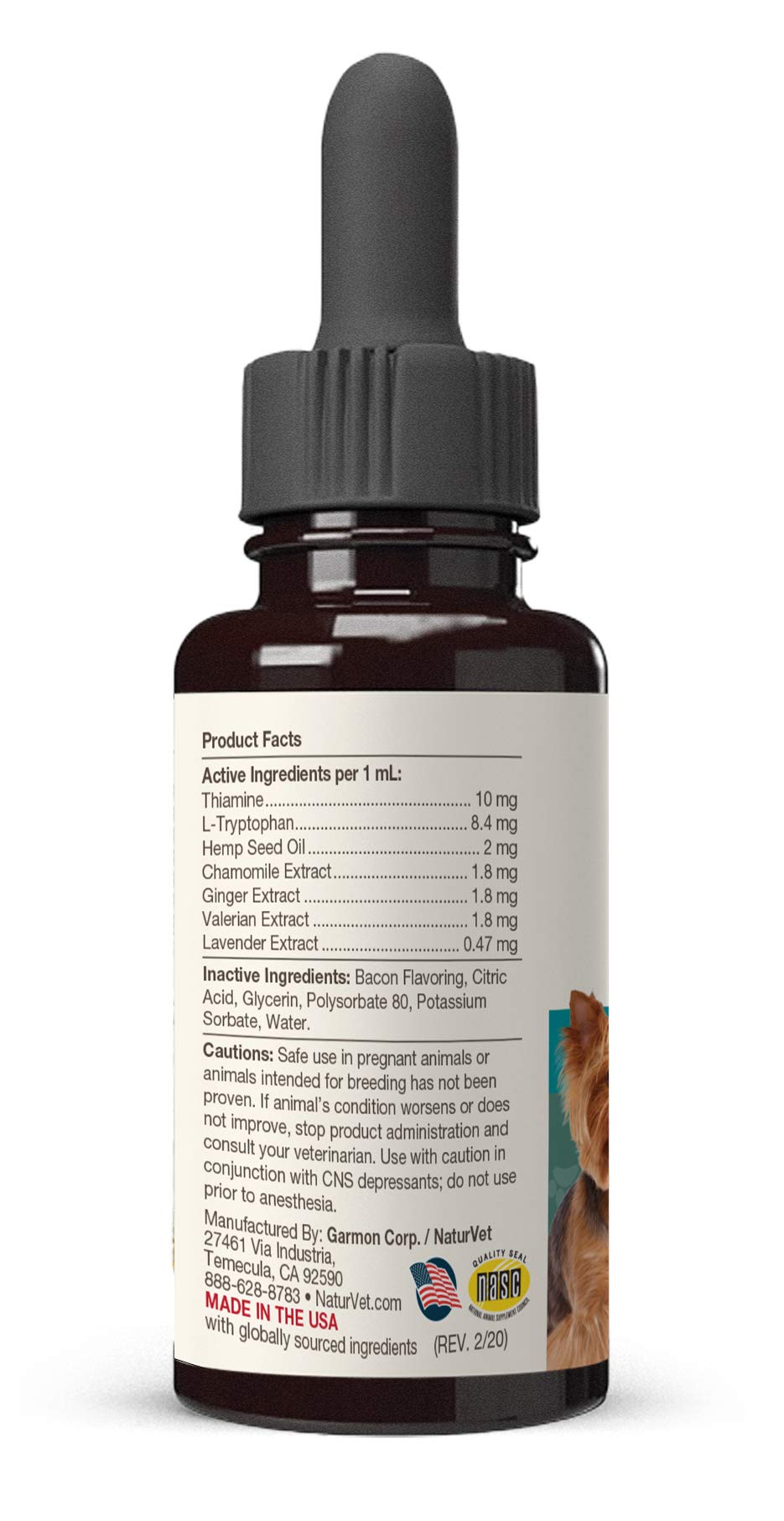 NaturVet Hemp Quiet Moments Calming Drops for Dogs & Cats - – 4 oz