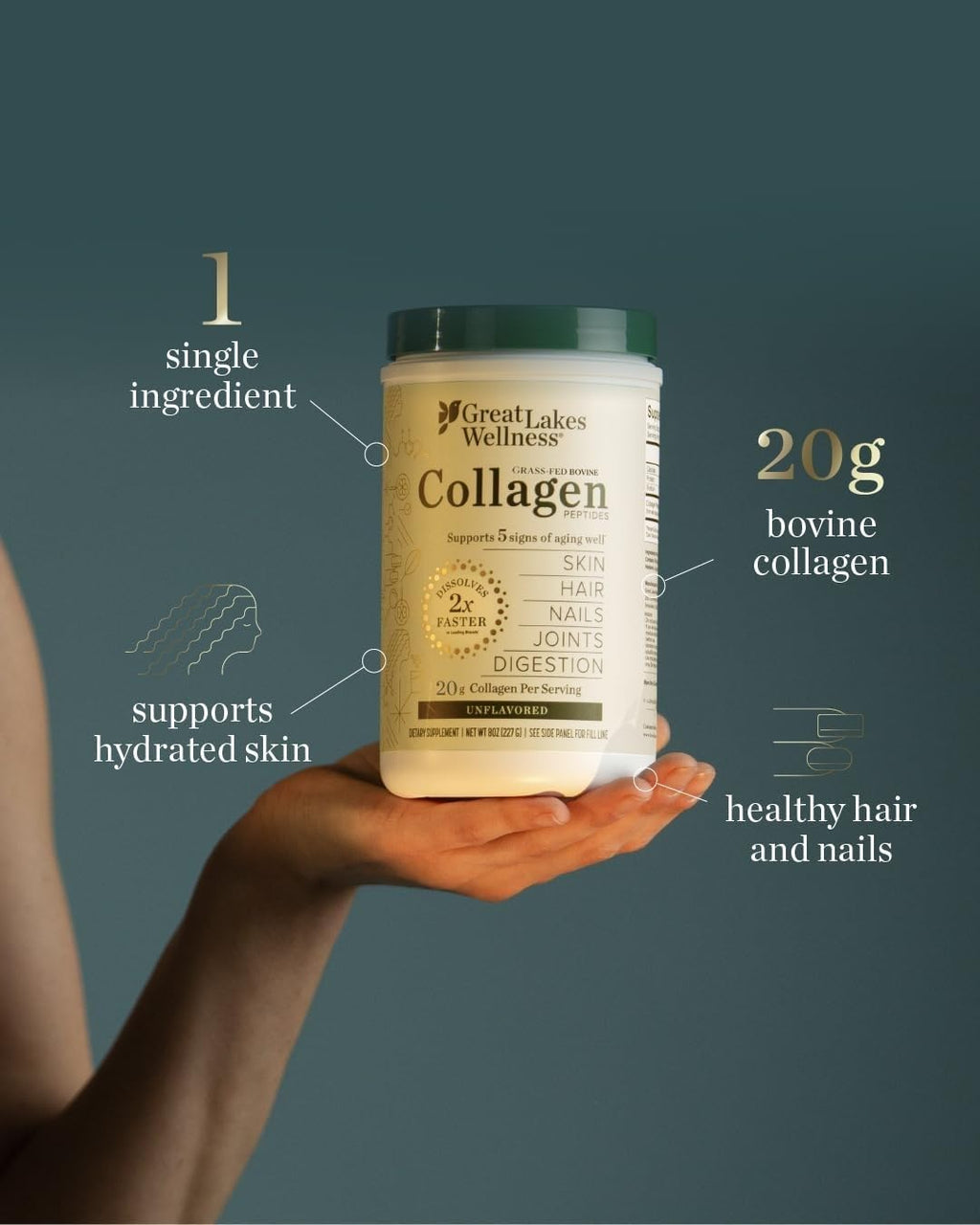 Great Lakes Wellness Collagen Peptides Powder, Unflavored
