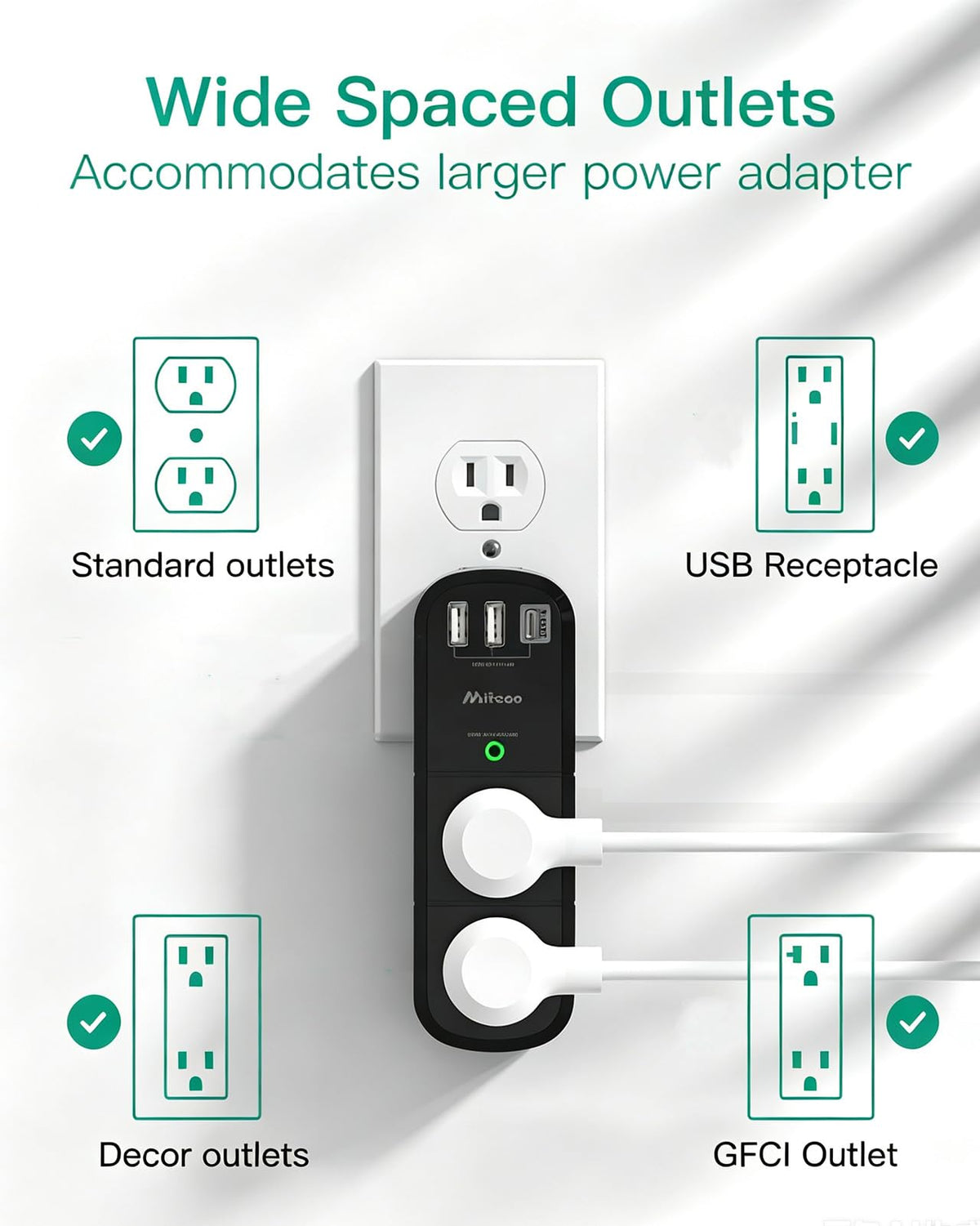 Outlet Extender with Rotating Plug - Black view 2