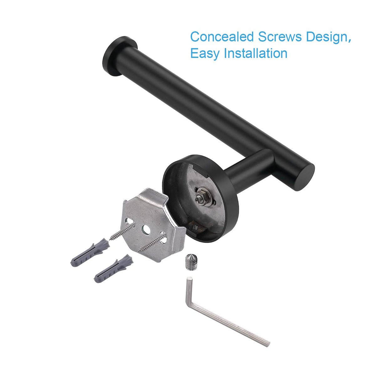 TASTOS Toilet Paper Holder SUS304 Stainless Steel Round - Matte Black / 1 view 5