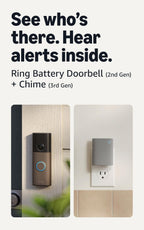Ring Battery Doorbell (newest model), Matte Mocha with Chime (newest model), – White