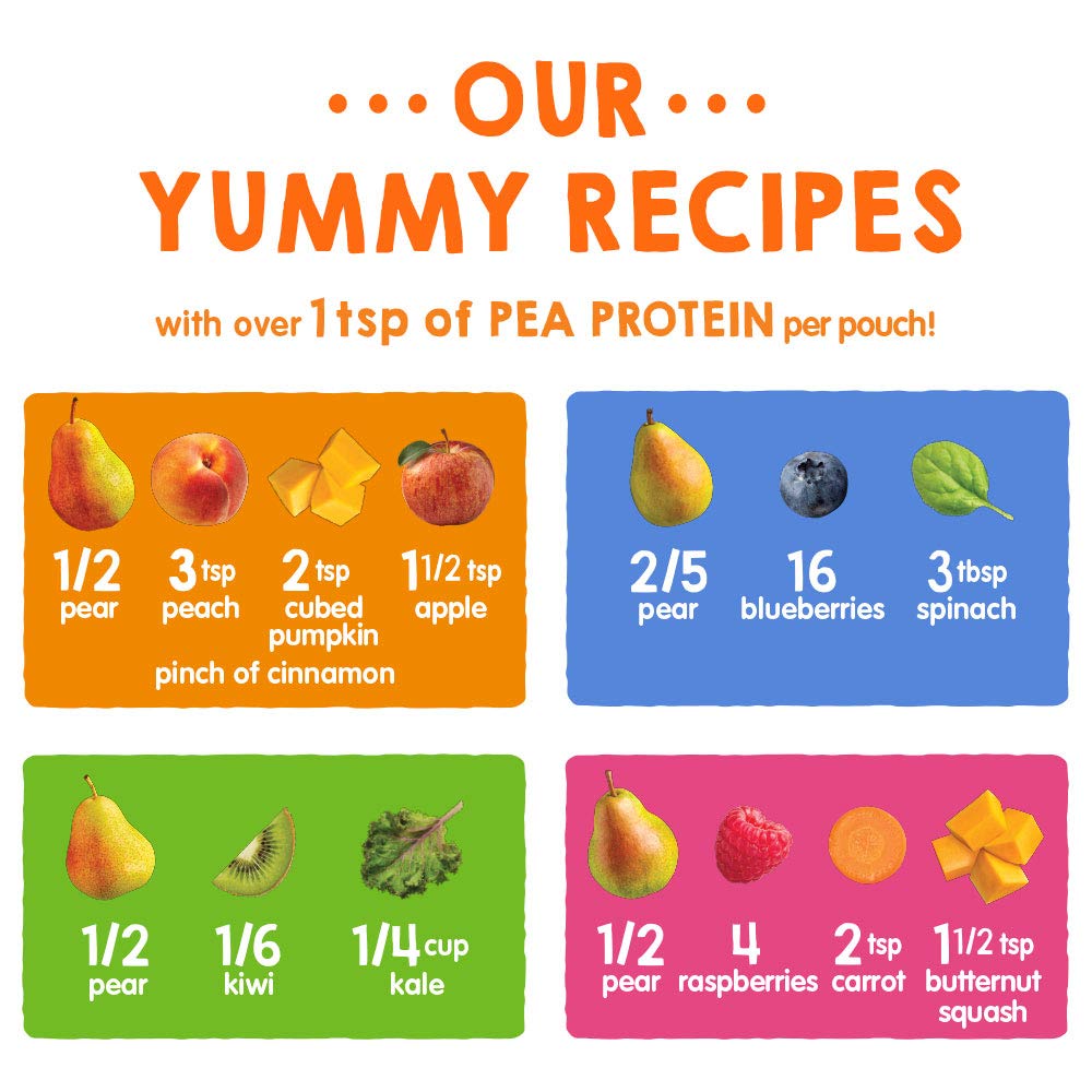 Happy Tot Organics Stage 4 Baby Food Pouches, Gluten Free, Vegan Snack, Fiber & Protein Fruit & Veggie Puree, Fruit & (Pack of 16)