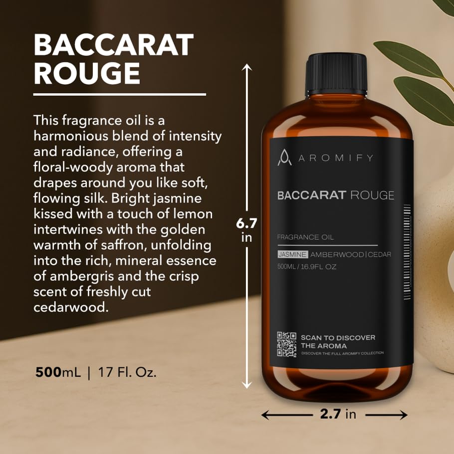 Aromify Baccarat Rouge Diffuser Oil with Jasmine, Amberwood & Cedar 500ML