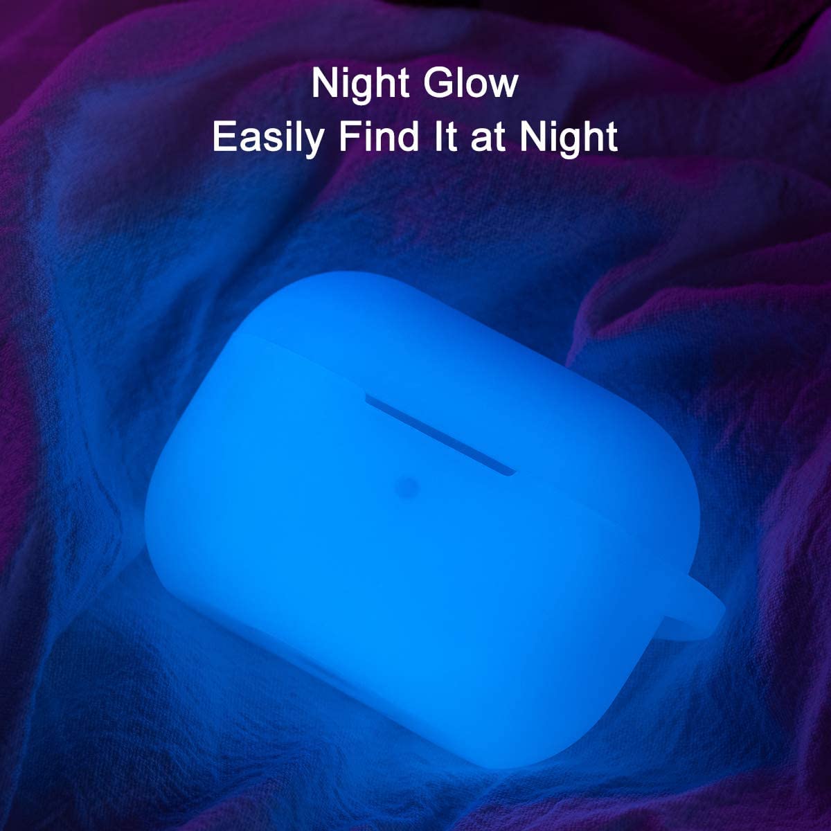 Lerobo for AirPod Pro Case, Soft Silicone Cover with Keychain - Nightglow Blue view 2