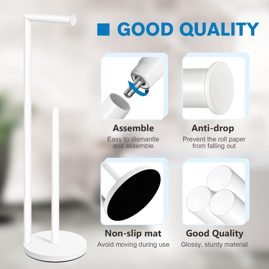 Toilet Paper Holder Stand, Toilet Paper Free Standing - White view 2