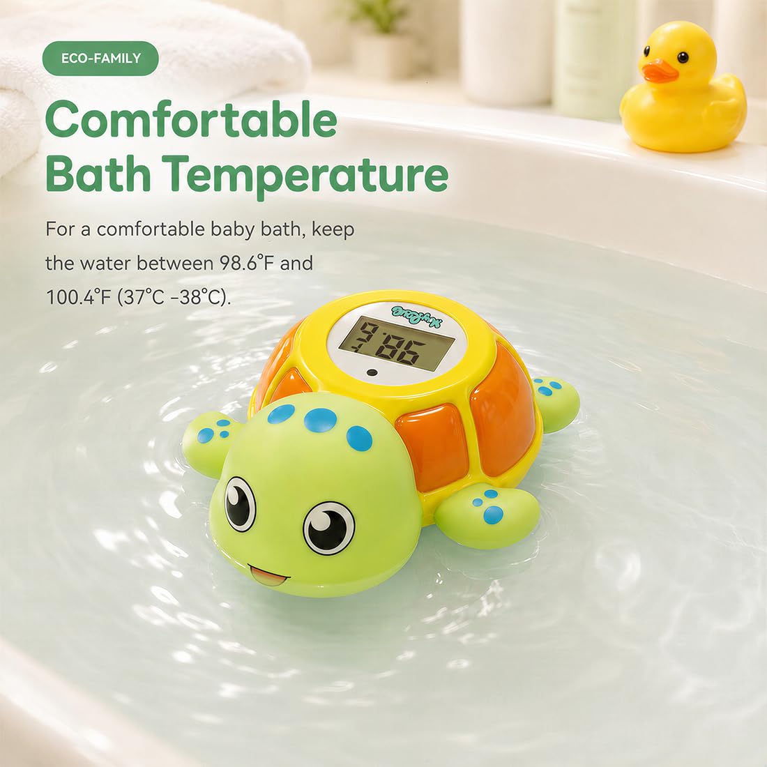 Sea Turtle Water Proof Baby Bath Thermometer Used for Infant Baby Bath - green view 6