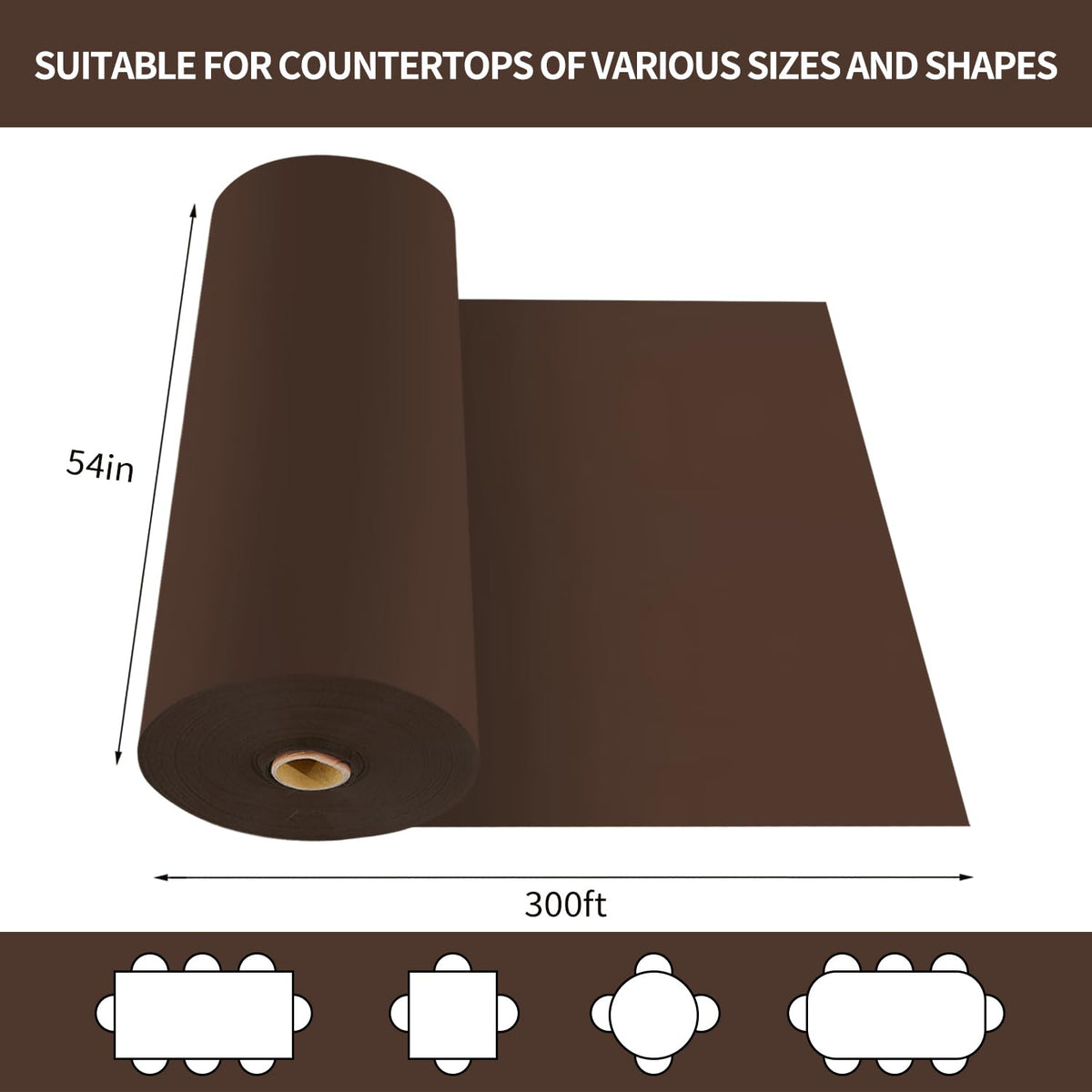 CXPSINC 54 Inch Plastic Table Cover Roll Disposable Tablecloth with Slide Cutter - Brown / 3600" x 54" (Rectangular) view 1