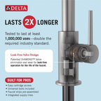 DELTA Kitchen Faucet with Pull Down Sprayer and Soap Disperser, Modern Two Hole Kitchen Sink Faucet, Single Handle