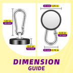 Niuknow Magnetic Hooks with Swivel Carabiner - Black / 1.26 in view 2
