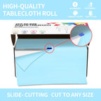 CXPSINC 54 Inch Plastic Table Cover Roll Disposable Tablecloth with Slide Cutter - Light Blue / 3600" x 54" (Rectangular) view 3