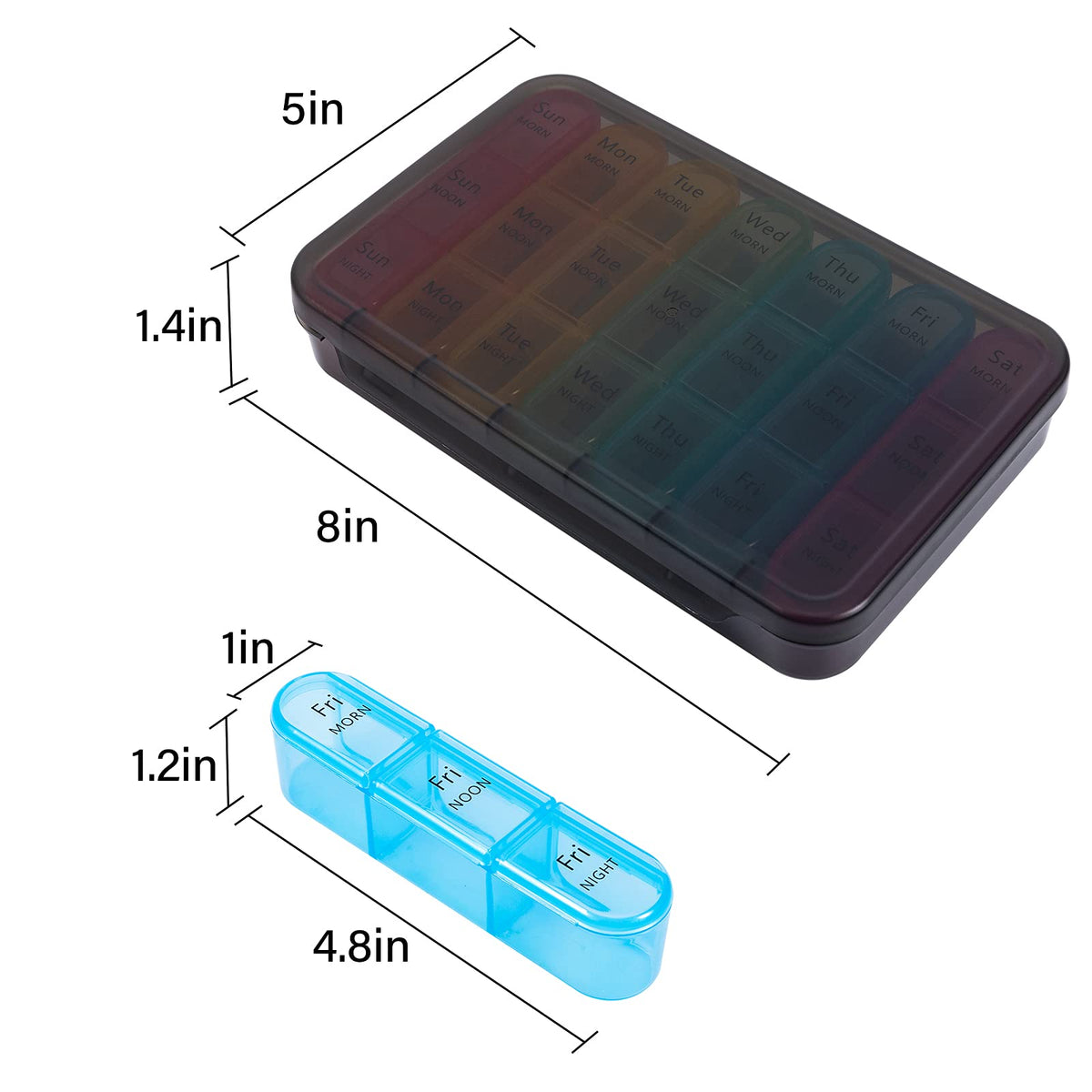 Daviky Pill Organizer 3 Times a Day, Pill Box 7 Day, Weekly Travel Case