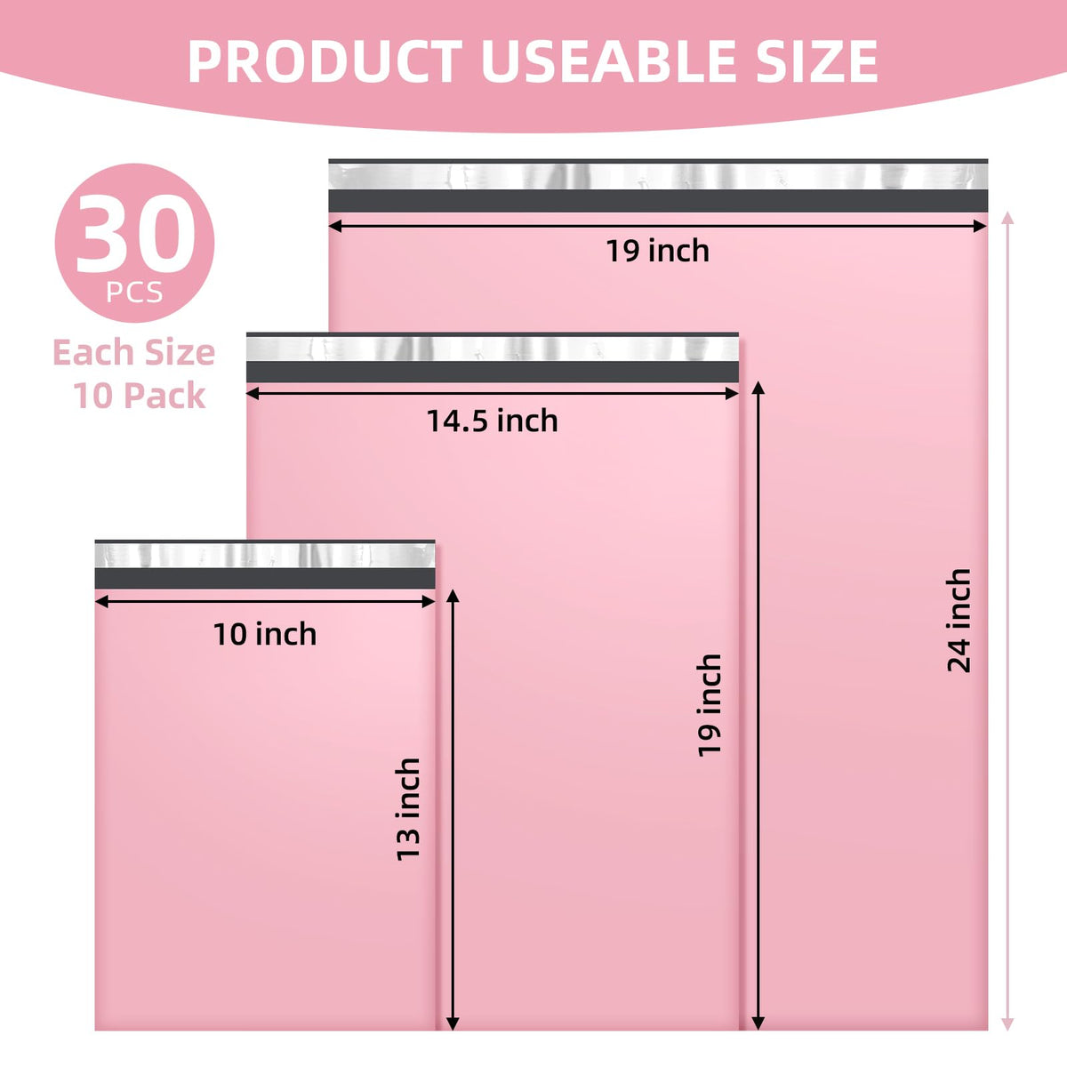 Famagic Poly Mailers Variety Pack - Pink / 10x13" & 14.5x19" & 19x24" view 1
