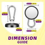 Niuknow Magnetic Hooks with Swivel Carabiner - Black / 1.42 in view 1