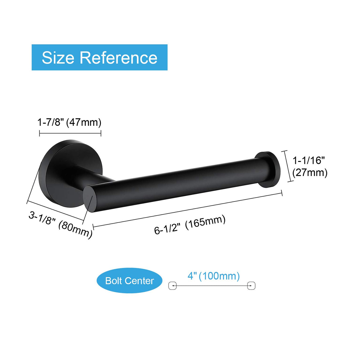 TASTOS Toilet Paper Holder SUS304 Stainless Steel Round - Matte Black / 1 view 3