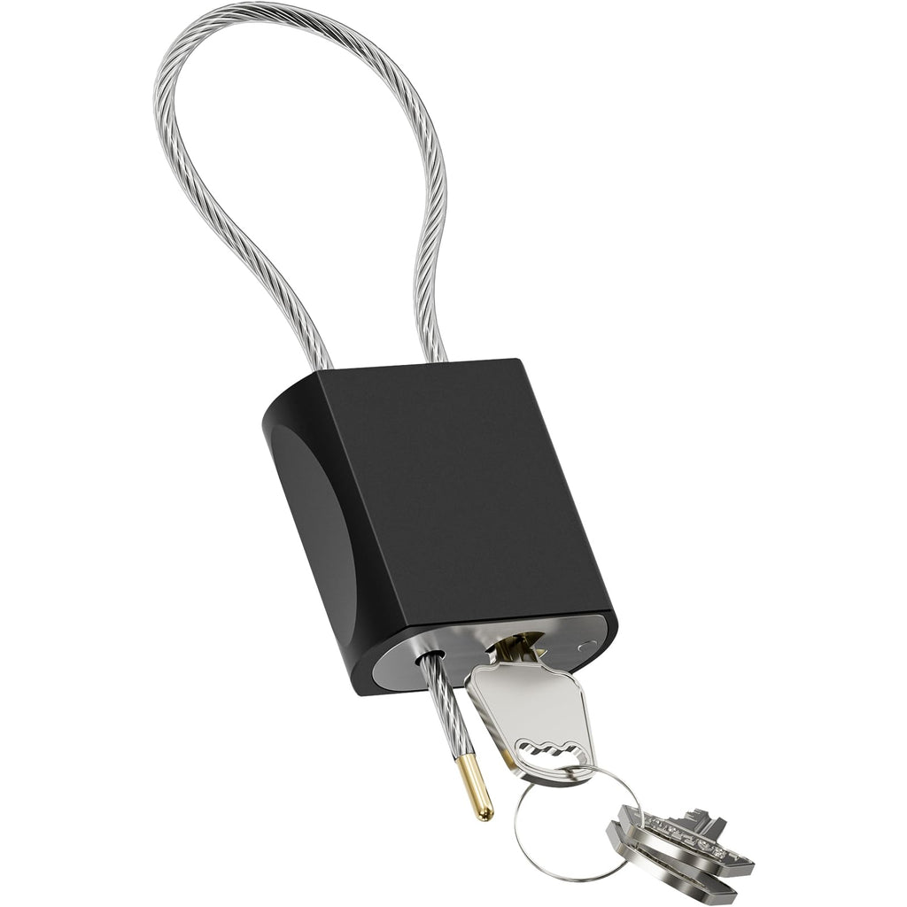 Kabinge Cable Padlock Free Adjustable Lock 3 Keys - Black-1.15ft(0.35m) / 1
