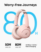 Soundcore by Anker Life Q30 Hybrid Active Noise Cancelling Headphones with Multiple Modes - Pink view 2