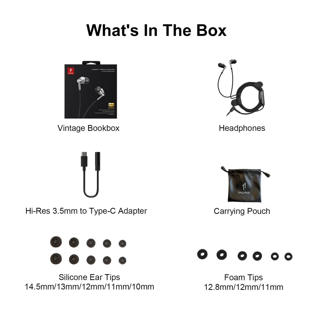1MORE Triple Driver in-Ear Earphones Hi-Res Headphones with High Resolution, Bass Driven Sound, MEMS Mic, in-Line