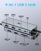 LIONWEI USB C Hub Docking Station Laptop - 9-in-1 (2 HDMI) view 6