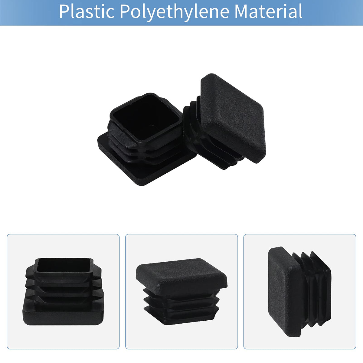 WZB 1 1x1 Square Tube End Cap Plastic Plugs 12 Pack, 1x1 1 Inch Square Tubing Plug 1x1 (additional view 3)